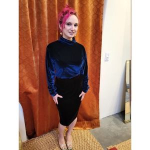 Vintage Velvet Burgundy Pencil Skirt